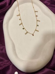 Gold Infinity Necklace with Colorful Gems