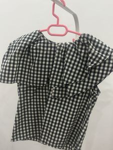 Checked Collared Babydoll Top