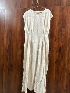 Cream Linen Blend Maxi Dress