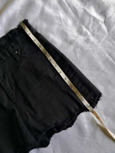 Black Distressed Denim Mini Skirt