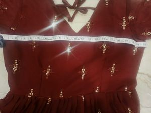 Maroon Embroidered Anarkali Suit