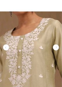 Green chex Embroidered Kurti