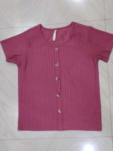 Pink Striped Button-Up Top