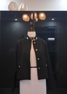 Black Textured Gold-Button Jacket