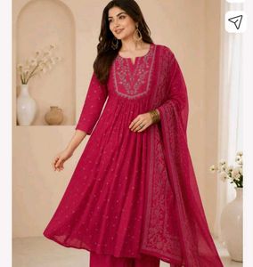 Embroidered Kurta with Pants and Dupatta