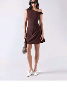 Chic Brown One-Shoulder Mini Dress