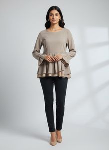 Elegant Long Sleeve Peplum Top