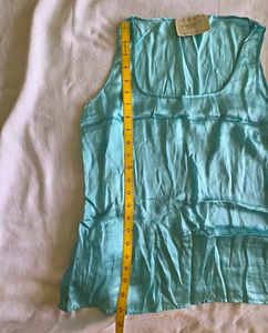 pure satin Chic Teal Sleeveless Tank Top