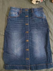Blue Denim Button-Up Skirt