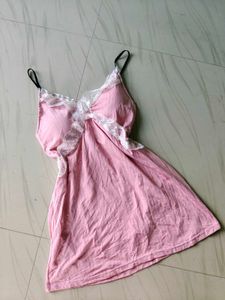 Pink Lace Trim Camisole Nightgown