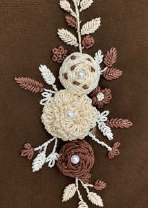 Hand Embroidered florel Brown Hijab Scarf