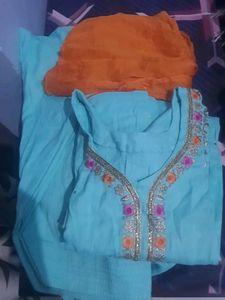 Elegant Sky Blue Stitched Salwar Suit (Used – Good