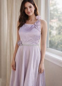 Elegant Lavender Gown with Bow Detail