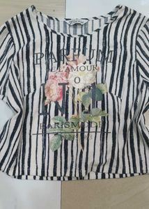 Striped Floral Print Top