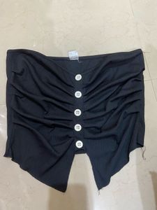Edgy Black Button-Up tube Top