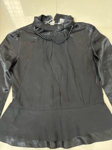 Satin Beautiful Shirt With Rose Necklace