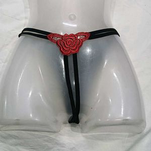 Black G-String⭐ with Red Rose Detail