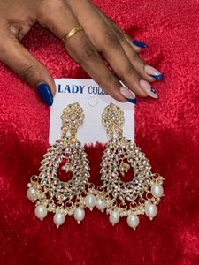 Elegant Pearl & Kundan Dangle Earrings