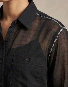 Sheer Black Button-Up Shirt ♠️