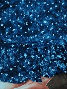 Blue floral print tiered dress