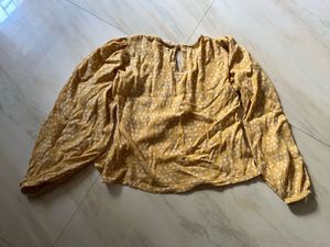 Yellow Smocked Floral Blouse