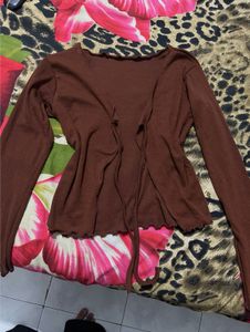Brown Tie-Front Cardigan