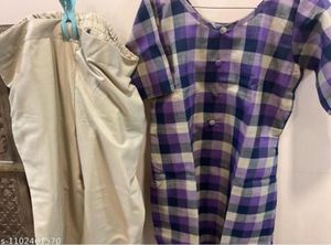 Purple Plaid Kurta Set