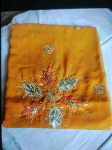 Embroidered Mustard Yellow Saree