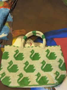 Cute Swan Crochet Tote Bag