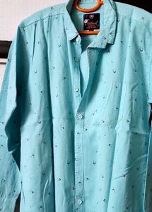 Men's Blue Printed Casual Shirt