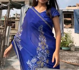 Beautiful Blue Saree with shimmer blouse
