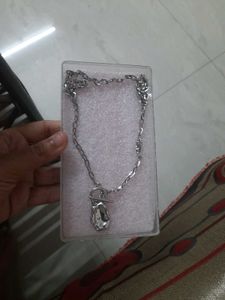 Chunky Silver Chain Necklace with Pendant