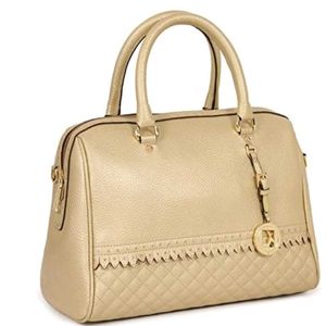 Damilano Gold Textured Satchel Handbag