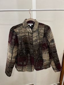 Dressbarn Tapestry Zipper Ethnic Jacket