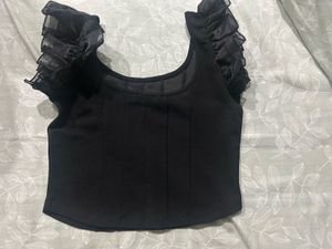 Elegant Black Ruffle Top