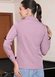 Lilac Button-Up Blouse with Bow Detail
