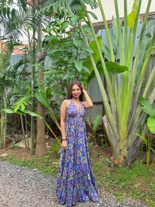 Bohemian Print Backless Maxi Dress