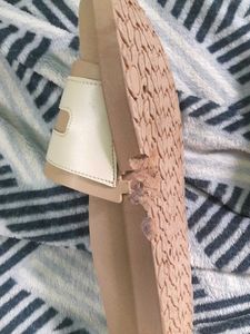 Stylish Beige Slides with Gold Buckles