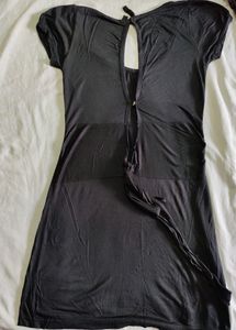 Party Wear Black Dress With Back Neckline Cut.