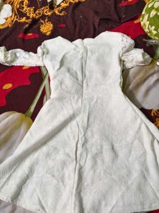 White Lace Sleeve Dress