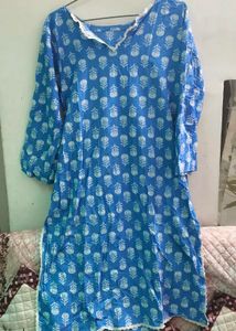 Blue Printed Kurta Set with Pants