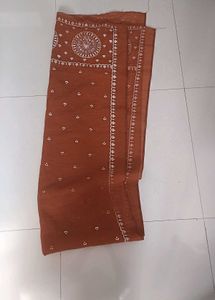 Orange Kurta with Peacock Embroidery