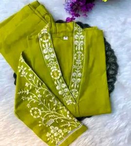 Embroidered Kurta And Bottom Set