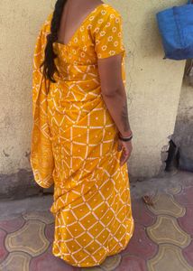 Vibrant Yellow Bandhani Saree