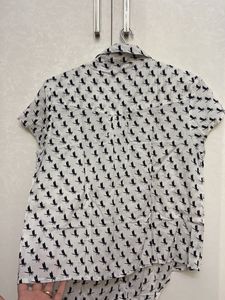 Chic Bird Print Button-Up Shirt