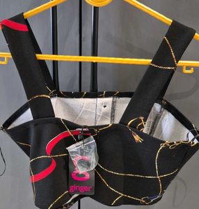 Stylish Black &amp; Gold Chain Print Top