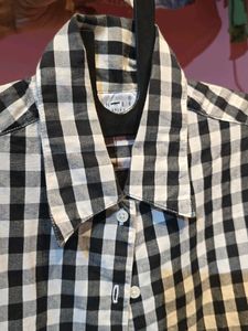 Checked front tie crop top