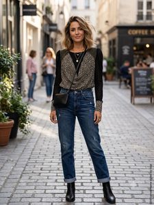 Chic Leopard Print Cowl Neck Top
