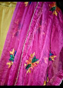 Elegant Yellow Kurta with Pink Dupatta