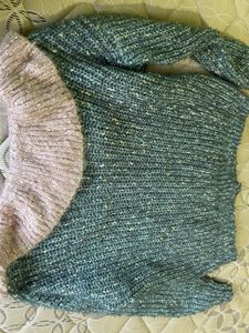 Knitted Cardigan with Unique Collar